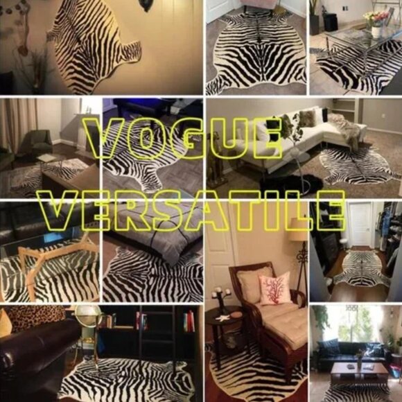 Area Rug Faux Zebra Print Rug 4.3x4.7 Feet Rug/Mat/Carpets for Home - Picture 5 of 6